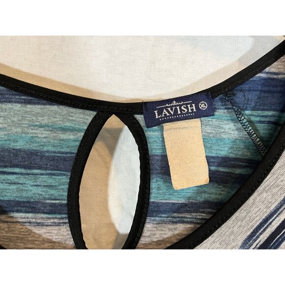 Lavish Teal Grey & Black Sleeveless XL Blouse - Picture 2 of 8